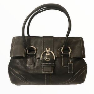 COACH vintage Y2K 8A11 Soho Hamptons Flap Leather Satchel in Black